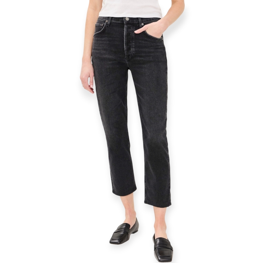 Agolde Women's Black Cropped Ankle Jeans